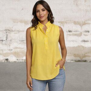 Kenar Yellow Ruffle Neck Blouse Size Small